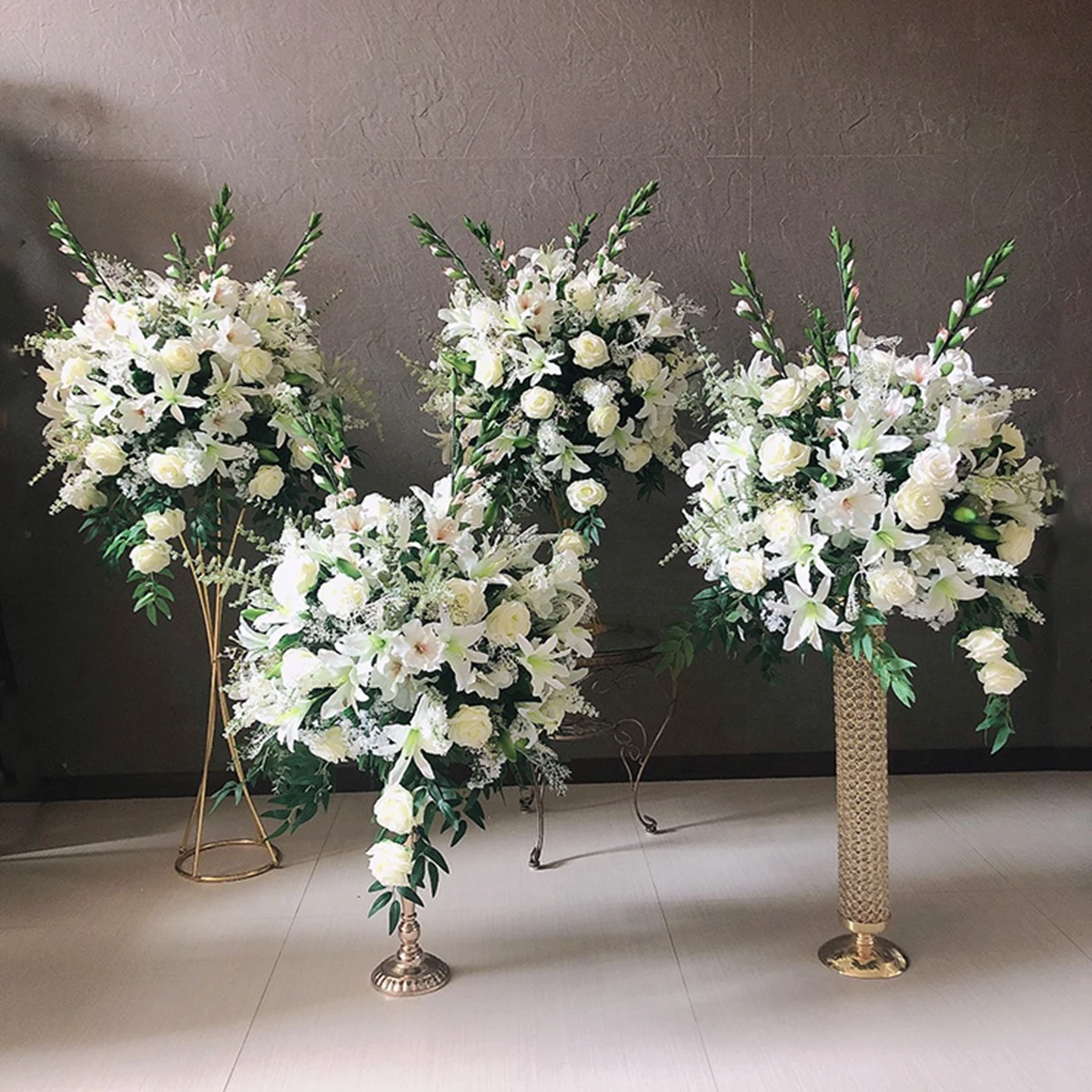 10pcs)hot sale silver crystal wedding flower stand AB0278