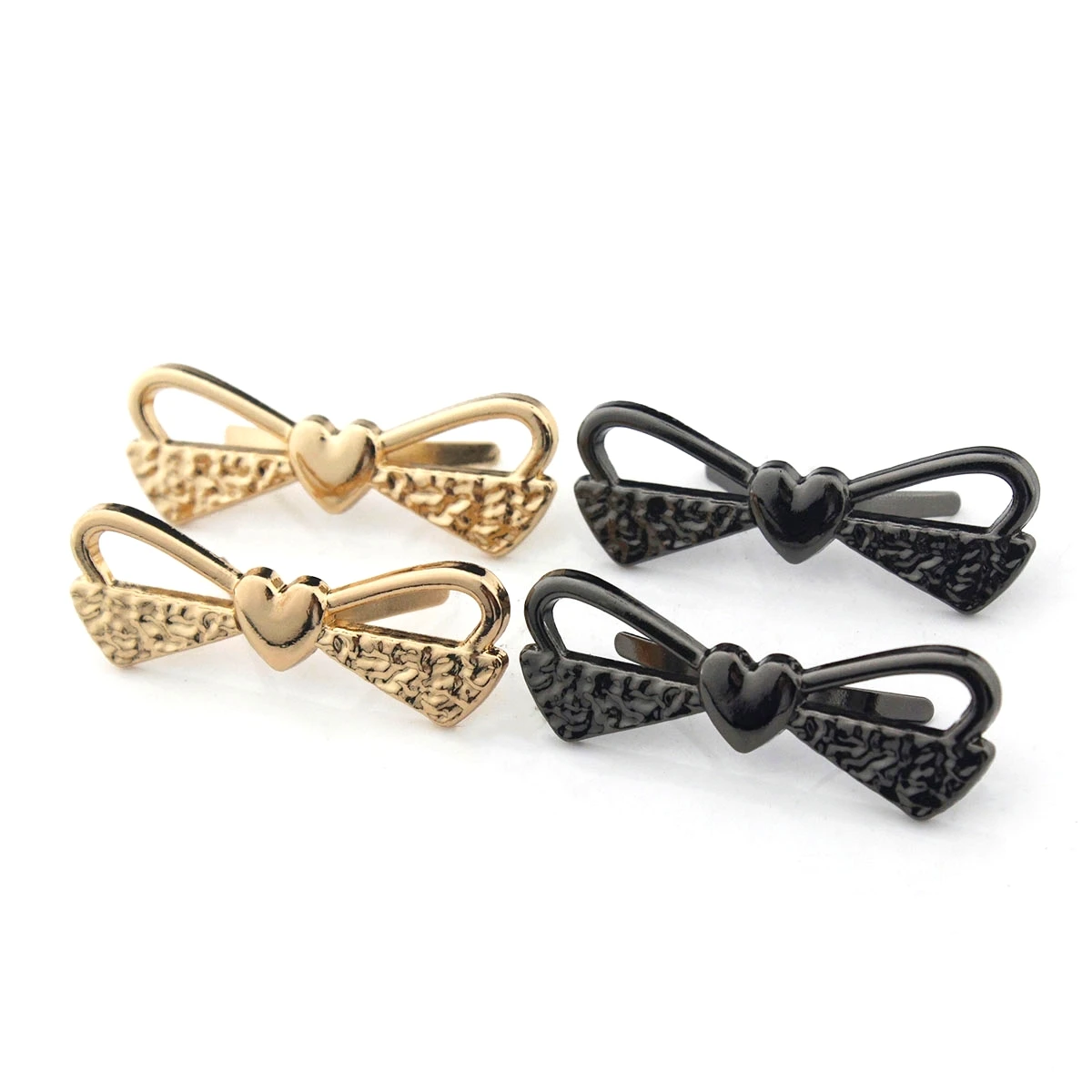 2pcs Metal Heart Bowknot Buckle Fashion Decoration Shoes Clasp for Handbag Bag Garments Hardware Closure Bag Parts Accessories