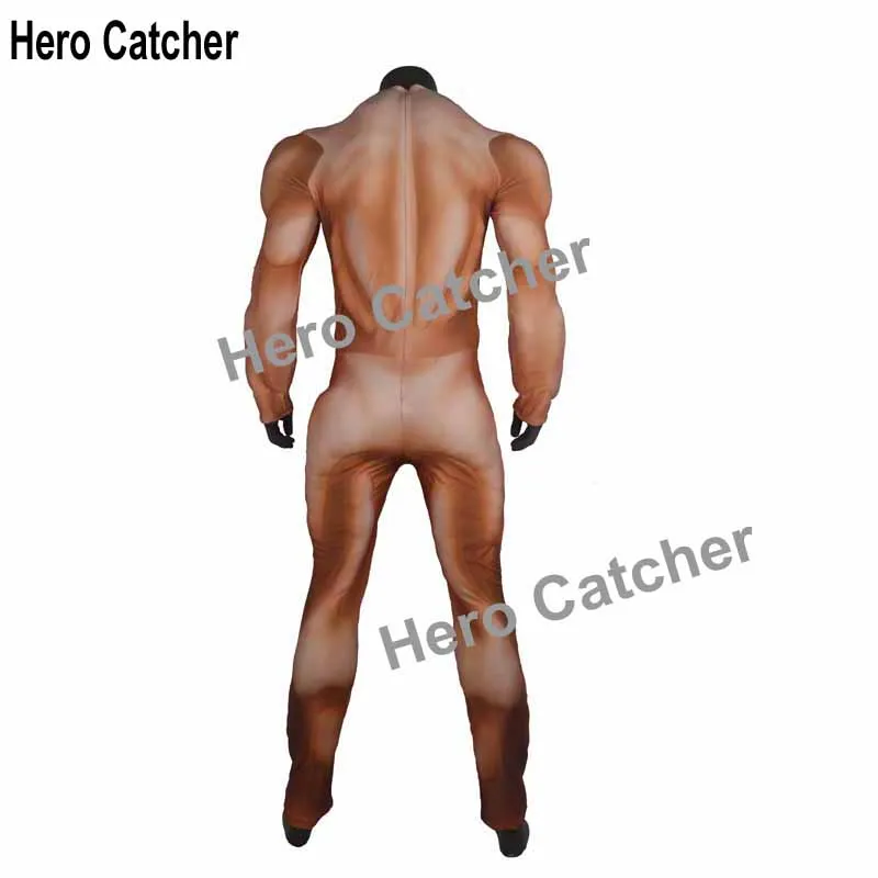 Hero Catcher Hoge Kwaliteit Super Grote Spier Pak Zentai Basic Pak Huidskleur Fullbody Spier Padding Kostuum Voor Halloween