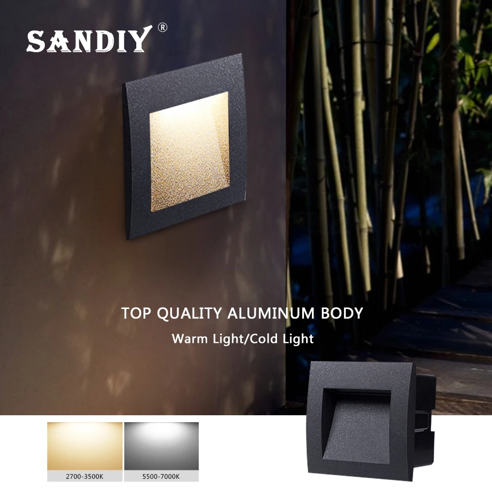 SANDIY Wall Light Outdoor Embedded Stair Light Waterproof Luminarie for Garden Aisle Balcony Exterior Night Lighting  L180 L140