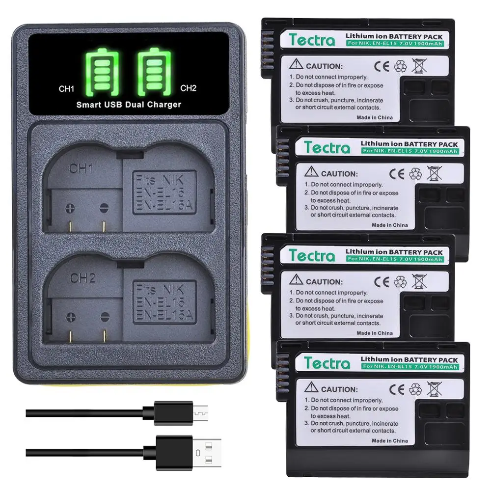 

EN-EL15 EN-EL15A Battery&LED Charger for Nikon D500 D600 D610 D750 D7000 D7100 D7200 D800 D800E D810 ENEL15 ENEL15a