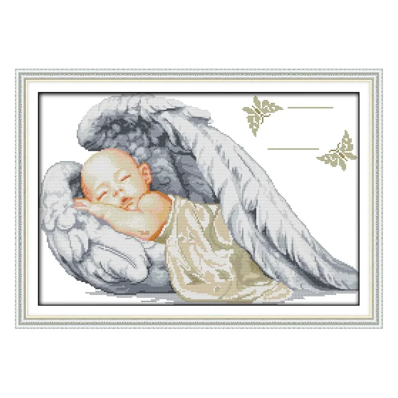 Little Angel Birth Unprinted Cross Stitch Patterns Kits Canvas Embroidery Sets 11 14CT DIY Handmade Needlework Crafts Home Decor