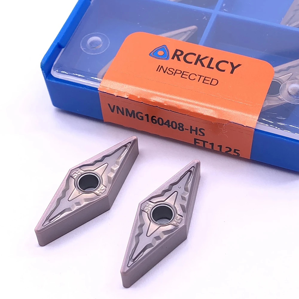 10 pces rcklcy vnmg160408 hs ft1125 cortador de processamento de aço inoxidável cnc torneamento inserções de carboneto de tungstênio torno máquina cnc parte