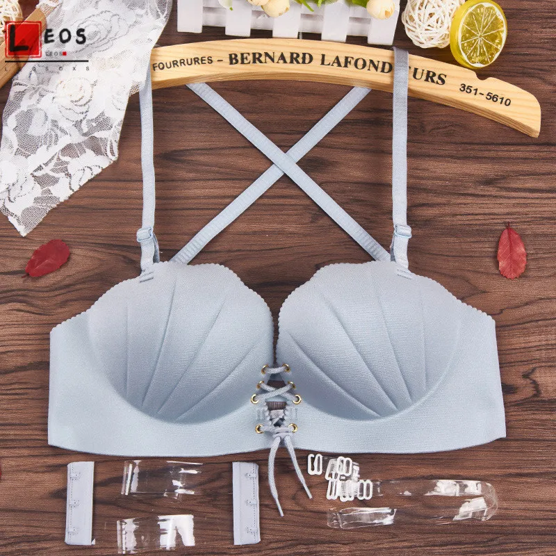 Sexy Bandage Women Bra Push Up Invisible Lingerie Traceless Bralette Tops 1/2 Cup Backless Big Size Female Underwear For Wedding