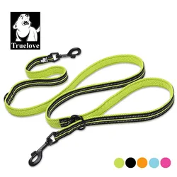 Truelove 7 In 1 Multi-Function Adjustable Dog Lead Hand Free Pet Training Leash Reflective Multi-Purpose Dog Leash Walk 2 Dogs