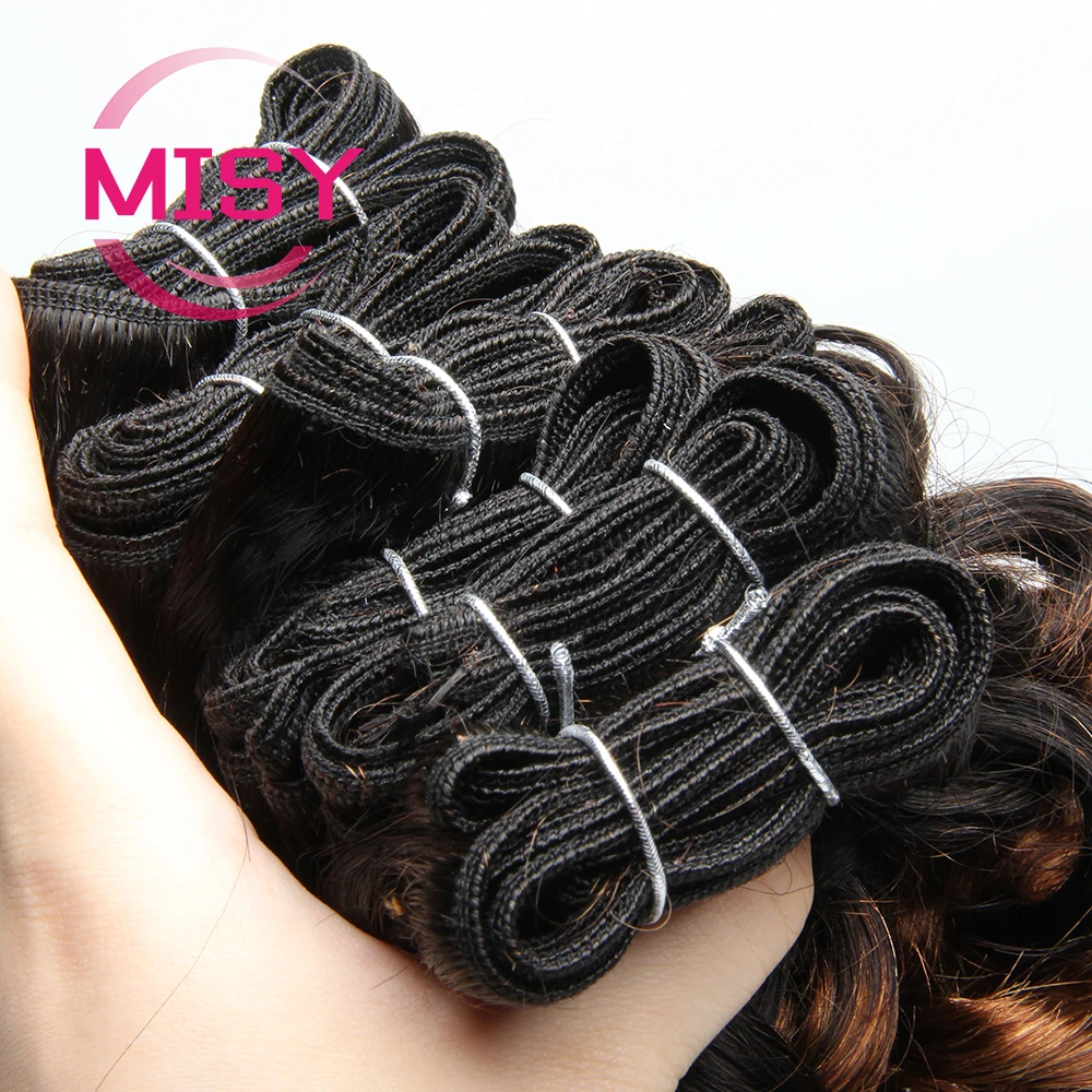 6Pcs/Lot Curly Human Hair Bundles Ombre Color Brazilian Hair Weave Bundles Short Remy Human Hair Curly Bundles For Women