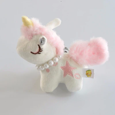 Lovely 8cm Unicorn Sweet Horse Plush Toy Key Chain Soft Animals Doll Mini Horse Bag Pendant Toy For Kid Girls Xmas Birthday Gift