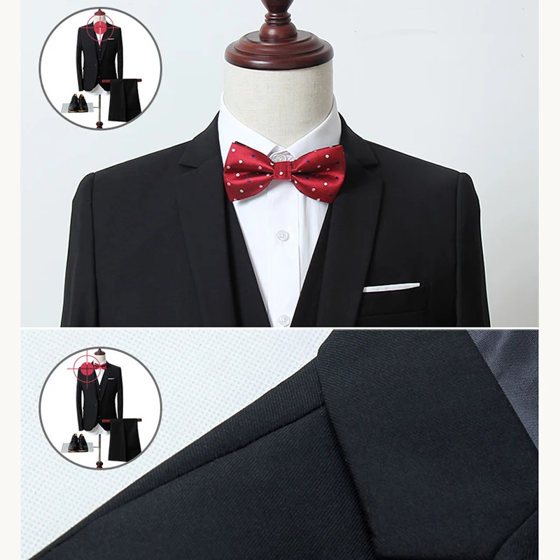 Wedding suit men Dress Korean Slims Men\'s Business suit 3 pieces jacket + Pants + Vest Formal Suit tuxedo groom suit