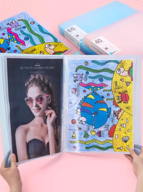 A3 Data document presentation folder 297*420mm 60/40 page transparent folder vertical insert document booklet Display Book