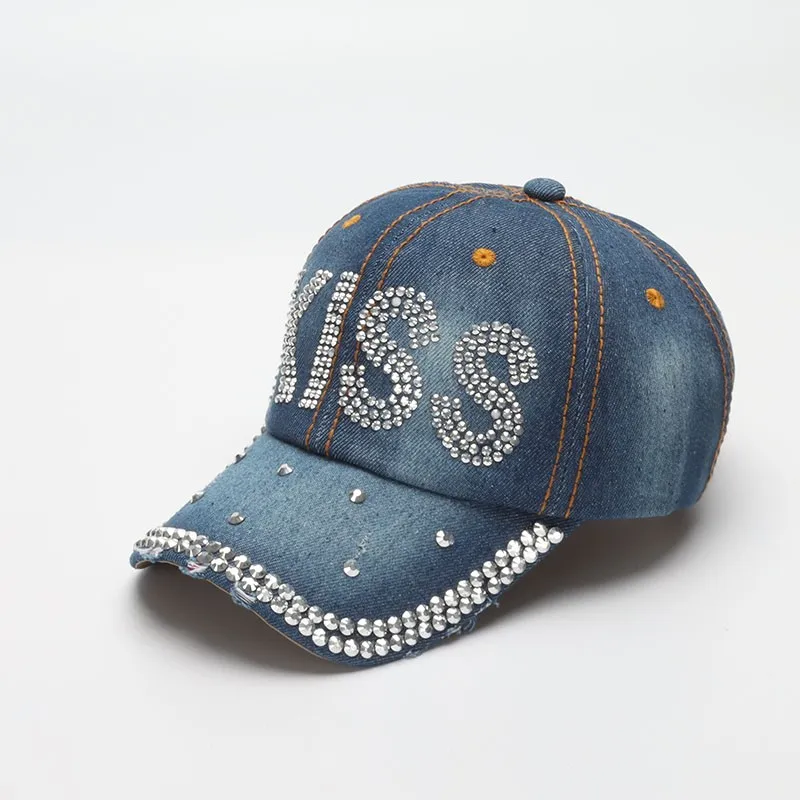 Denim Cap Women Summer Autumn Fashion Shiny Letter Hat Female Adjustable Baseball Cap Outdoor Casual Sun Hat New