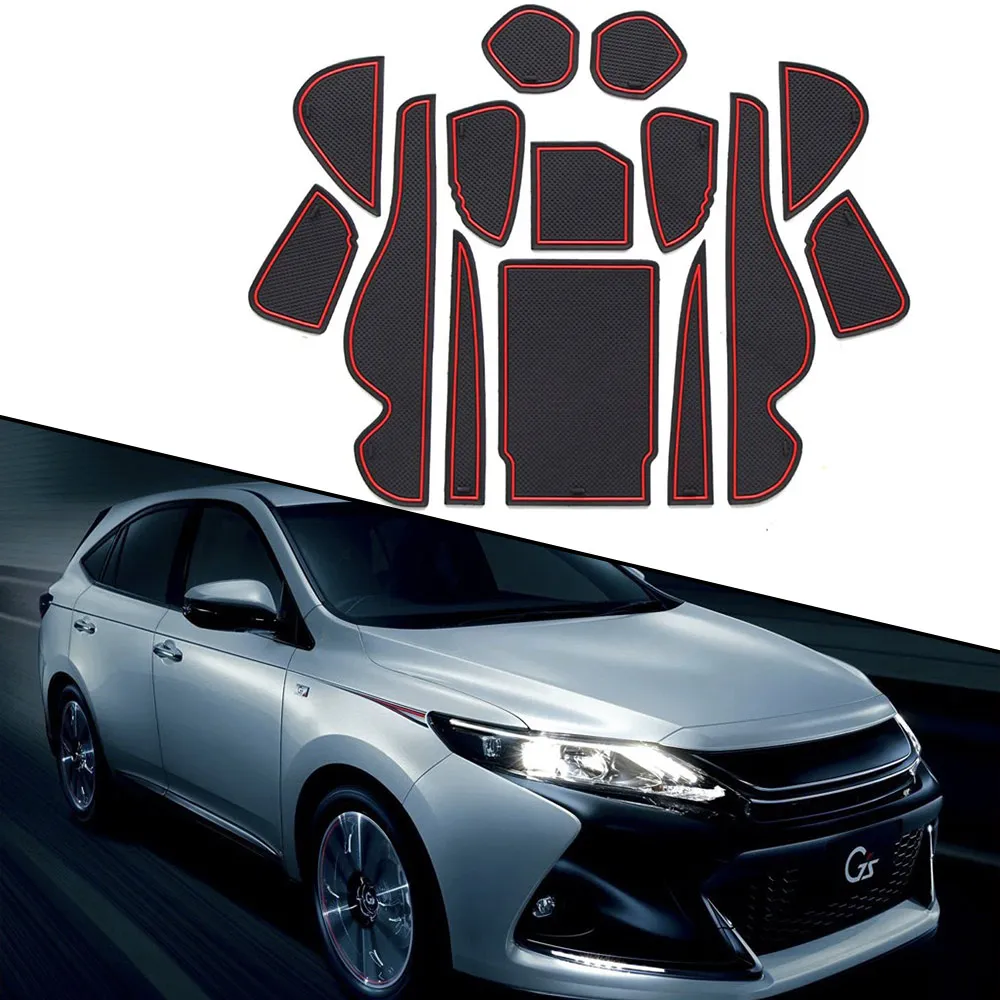 Gate Slot Mat for Toyota Harrier 60 XU60 2014 2015 2016 Non-Slip Latex Cup Holder Pad Interior Cushion Accessories Decoration