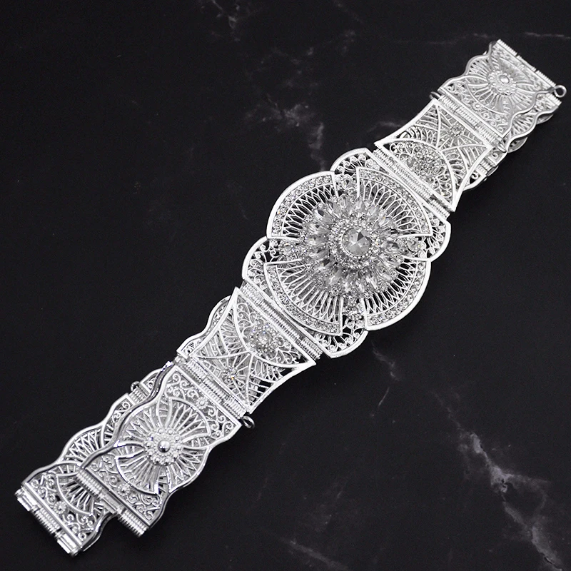 

Elegant Round Crystal Rhinestone Waist Chain Metal Belt Classical Lady Wedding Dress Metal Belt