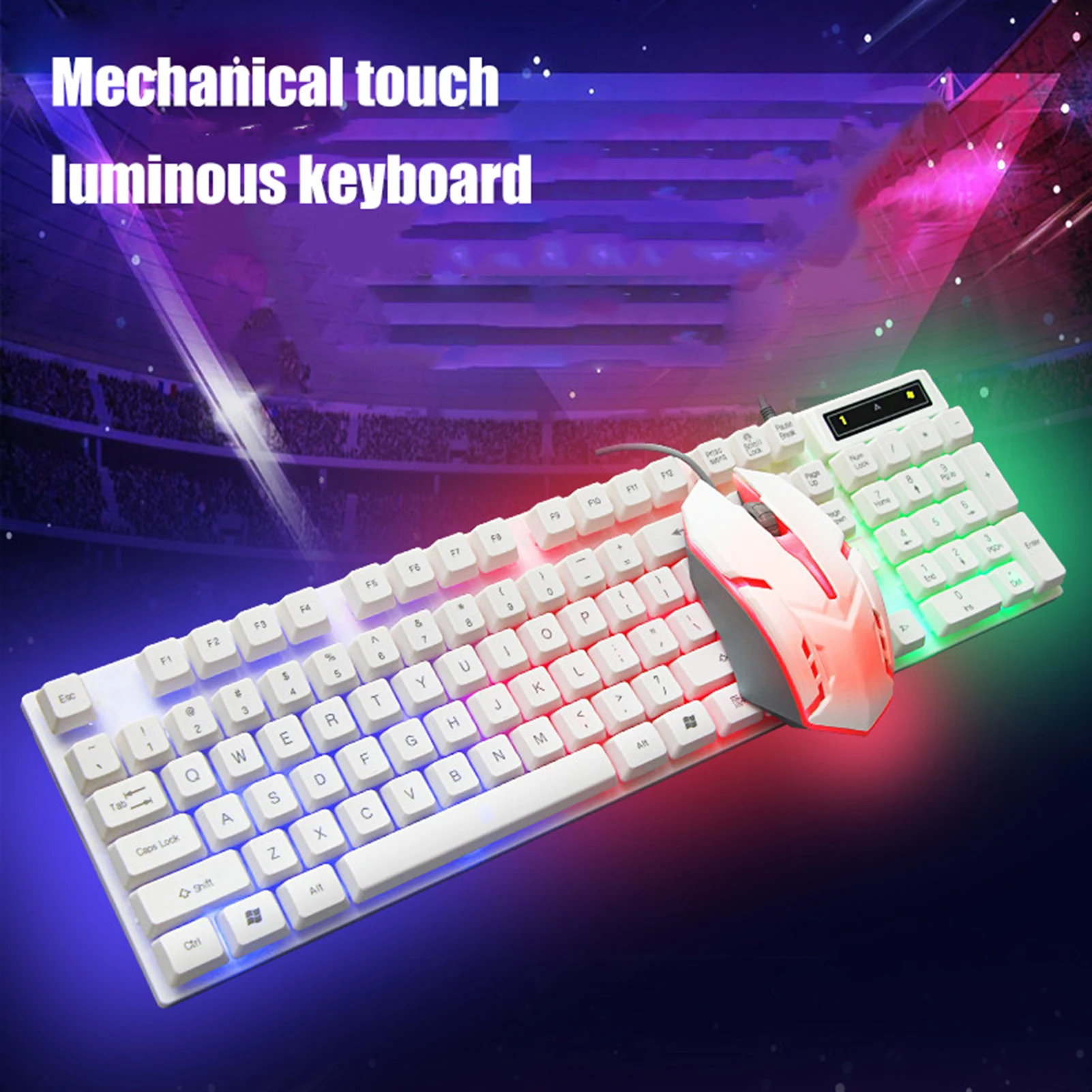 104 Keys ABS Luminous Wired Gaming Keyboard Mouse Set Keyboard Mouse Combos With USB Interface for game or office