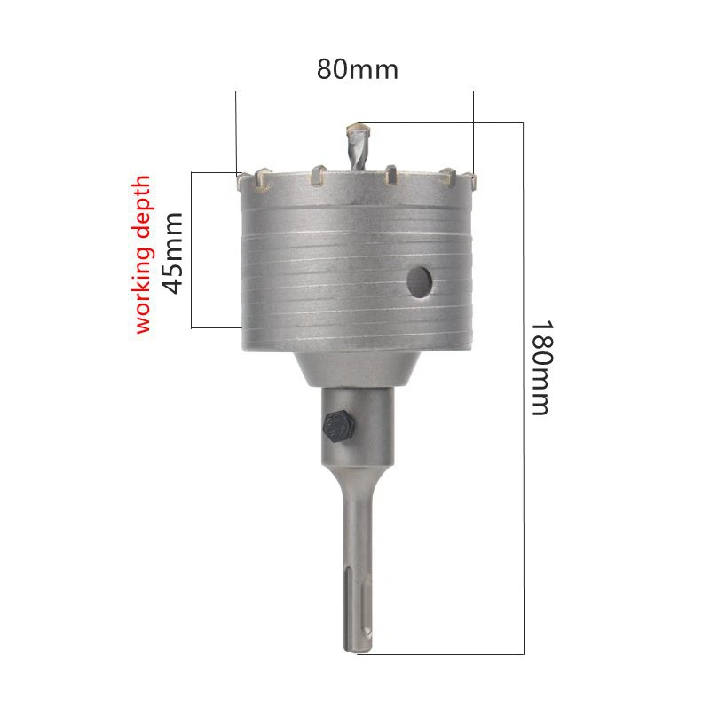 Imagem -02 - Heda 80 mm Concreto Carboneto de Tungstênio Liga Núcleo Buraco Viu Sds Mais Elétrica Oco Broca de ar Condicionado Tubo Cimento Pedra
