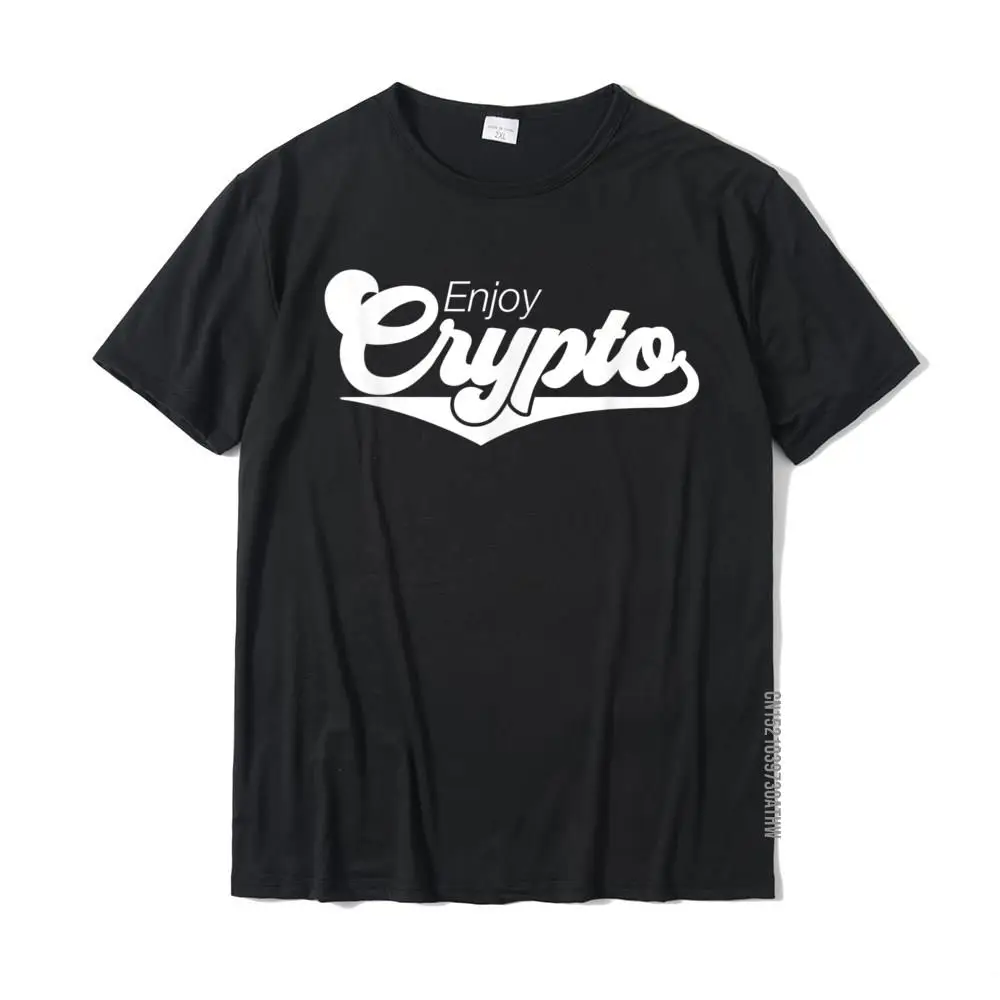 Enjoy Crypto Funny Retro Cryptocurrency Bitcoin HODL T-Shirt Group Casual Tops T Shirt Fitted Cotton Men T Shirt