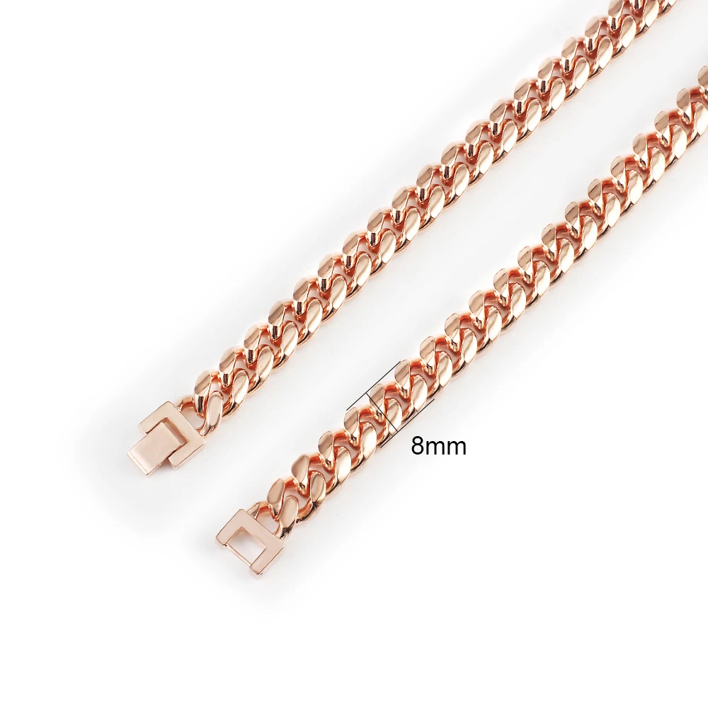 Men\'s Curb Cuban Necklace Chain Rose gold Stainless Steel Necklaces Accesories for Men women Punk Fashion Jewelry customizable