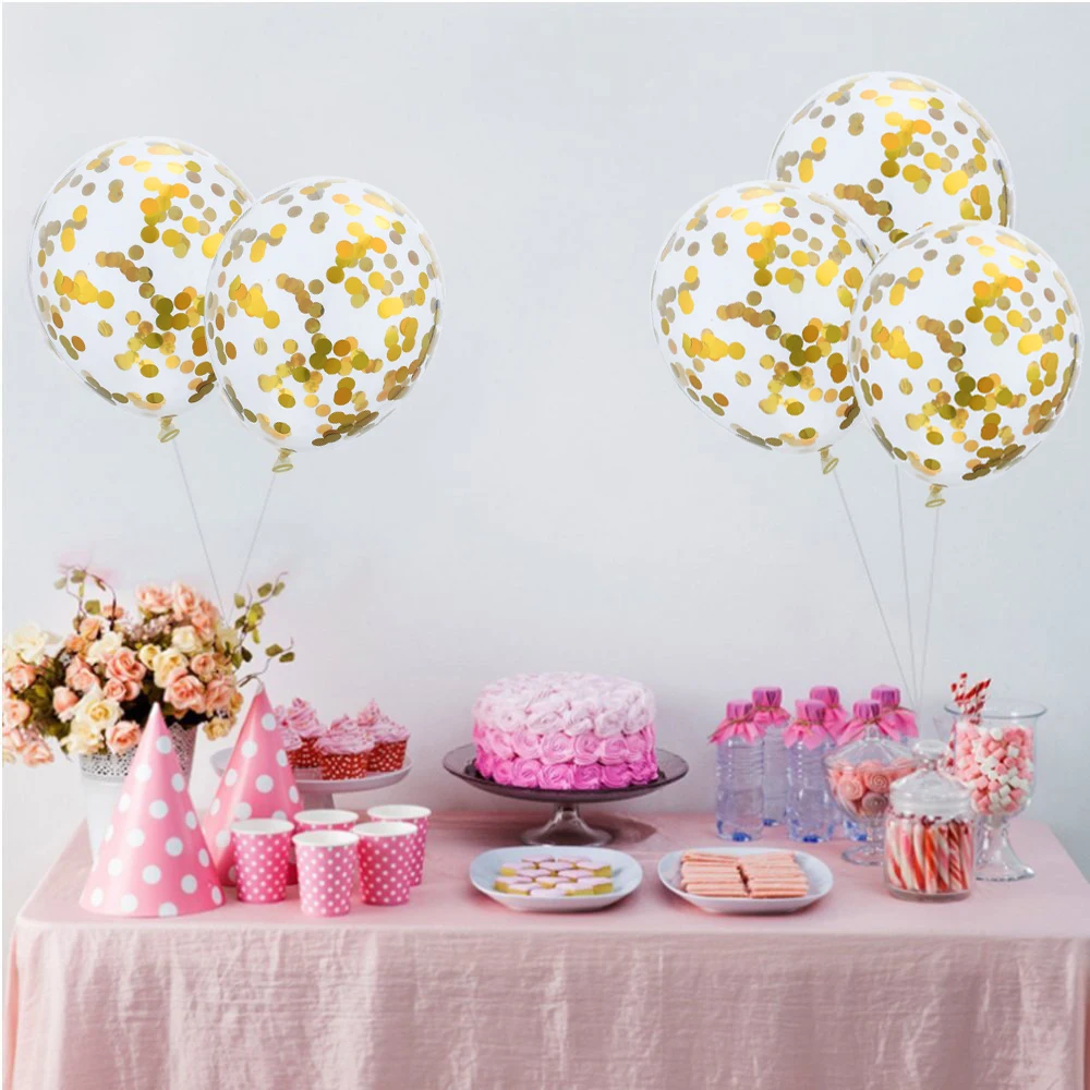 5pcs Transparent Balloons Rose Gold silver Confetti Balloon Inflatable Helium for Wedding Birthday Party Globos Latex Balloons image 3