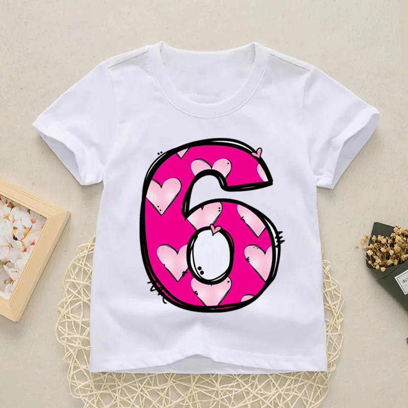 Baby Digital Clothes Number 1-9 Letter Print Boys/Girls T shirt Kids Happy Birthday Gift Funny Print Cartoon T-shirt,YKP009