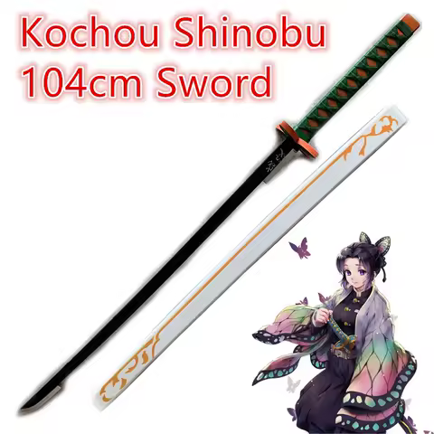 104cm Demon Slayer Cosplay Sword 1:1 Kochou Shinobu White Sword Anime Ninja Knife Kimetsu no Yaiba Sword Weapon PU Model Gift