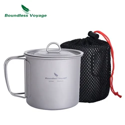Boundless Voyage-taza de titanio con mango plegable, vajilla para acampar al aire libre, senderismo y Picnic, 300ml, 600ml, 1250ml