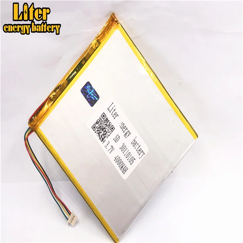 1.0MM 5pin connector 30110105 3.7v 4000mah lipo battery in rechargeable Batteries with full capacity tablet pc