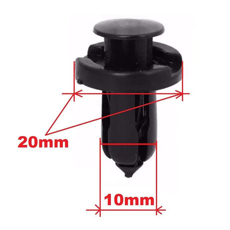 10mm Clips Plastic Push Type Rivet Retainer Fastener for Honda Black Car clips