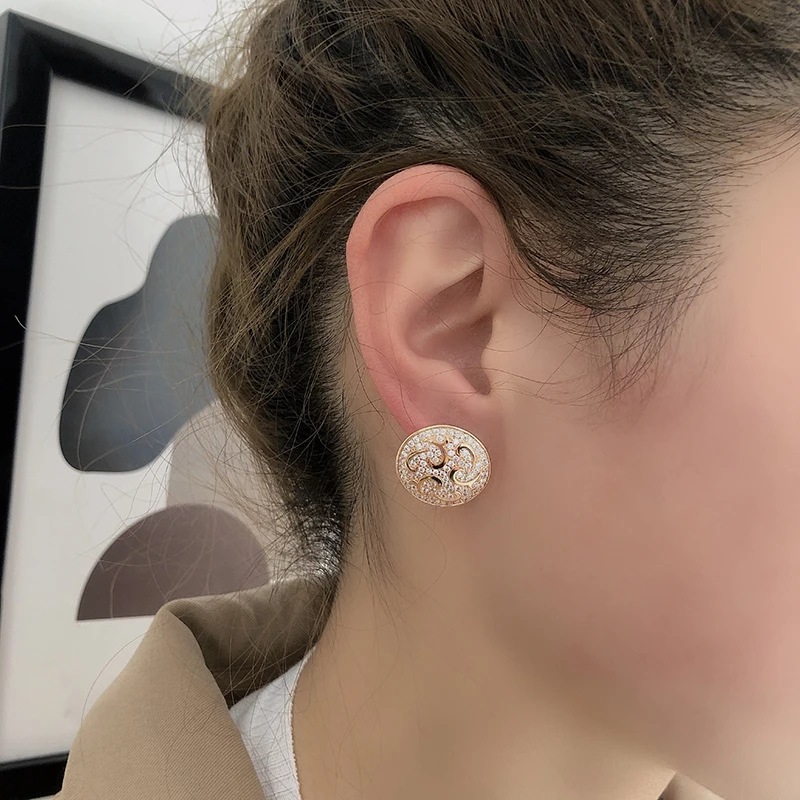 SYOUJYO Unique Design 585 Rose Gold Color Women's Earrings Big Crystal Flowers Natural Zircon Micro Wax Piercing Fine Jewelry view 4