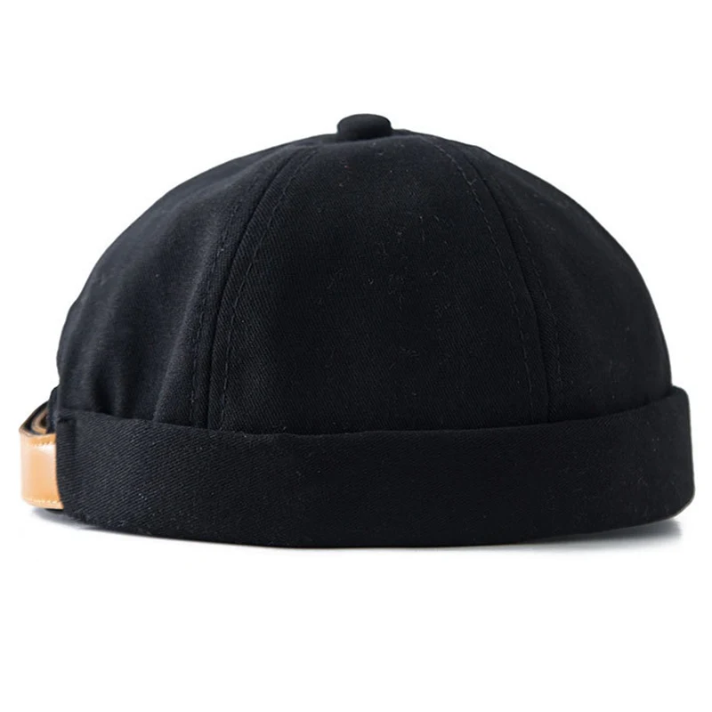 JNKET Fashion Adjustable Men Women Skullcap Sailor Cap Cotton Beanies Hat Foldable Brimless Hat Retro Bonnet Pumpkin Hat