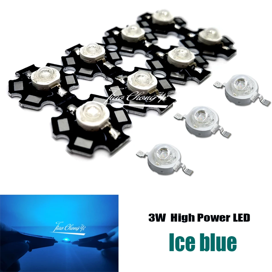 2 10 50 100pcs 3W High Power LED Lamp Ice blue 480nm 3.2-2.6v 700mA  LED Light Emitting Diode