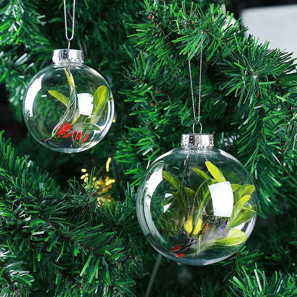 80%HOTTransparent Plastic Ball Baubles Christmas Tree Hanging Ornament DIY Decoration