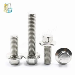 1/10pcs M5 M6 M8 M10 M12 A2-70 304 Stainless Steel GB5787 Hexagon Head with Serrated Flange Cap Screw Hex Washer Head Bolt