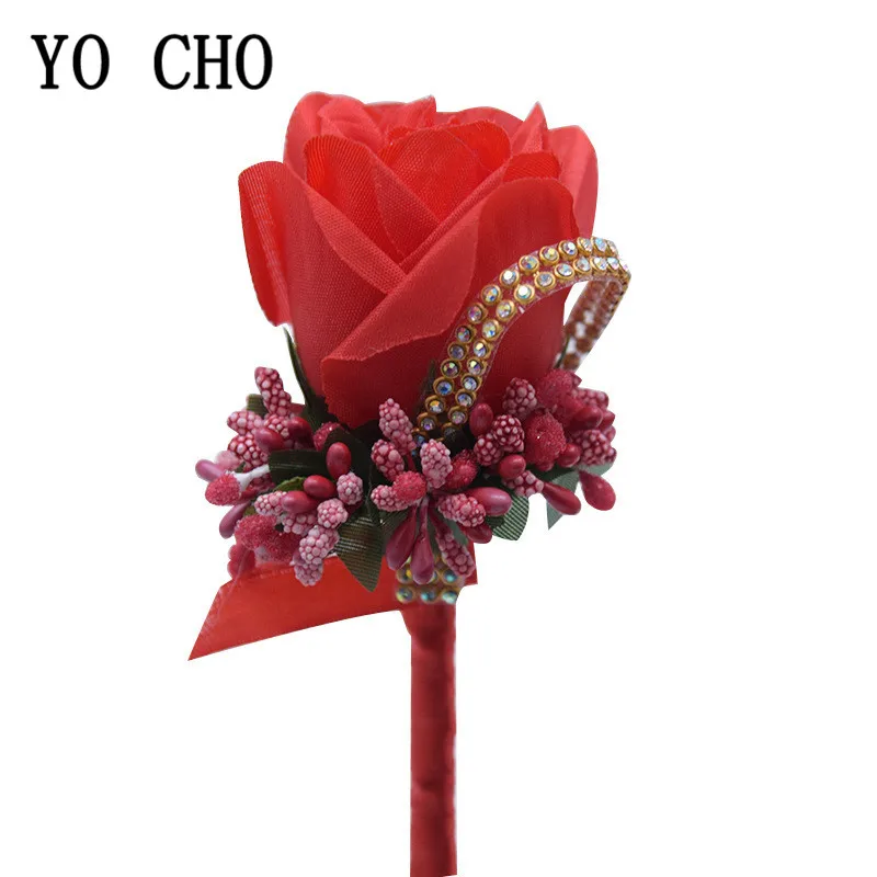 YO CHO – boutonnière de marié, épingles de Corsage de mariage en soie fleur de marié boutonnières de mariage fleurs accessoires de mariage