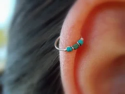 Thin Helix Earring Cartilage Earring Tragus Piercing Turquoise Piercing