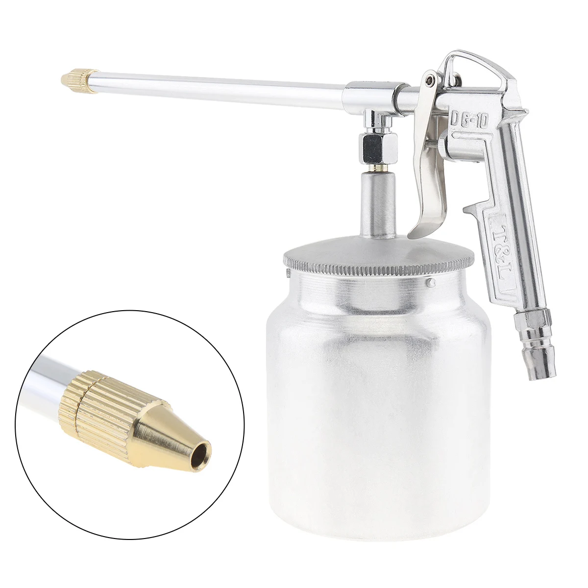 Deep Cleaning Gun Silver Pot Type Pneumatic Spray with 6mm Nozzle Caliber and Aluminum Pot for Furniture / Factory Facilities