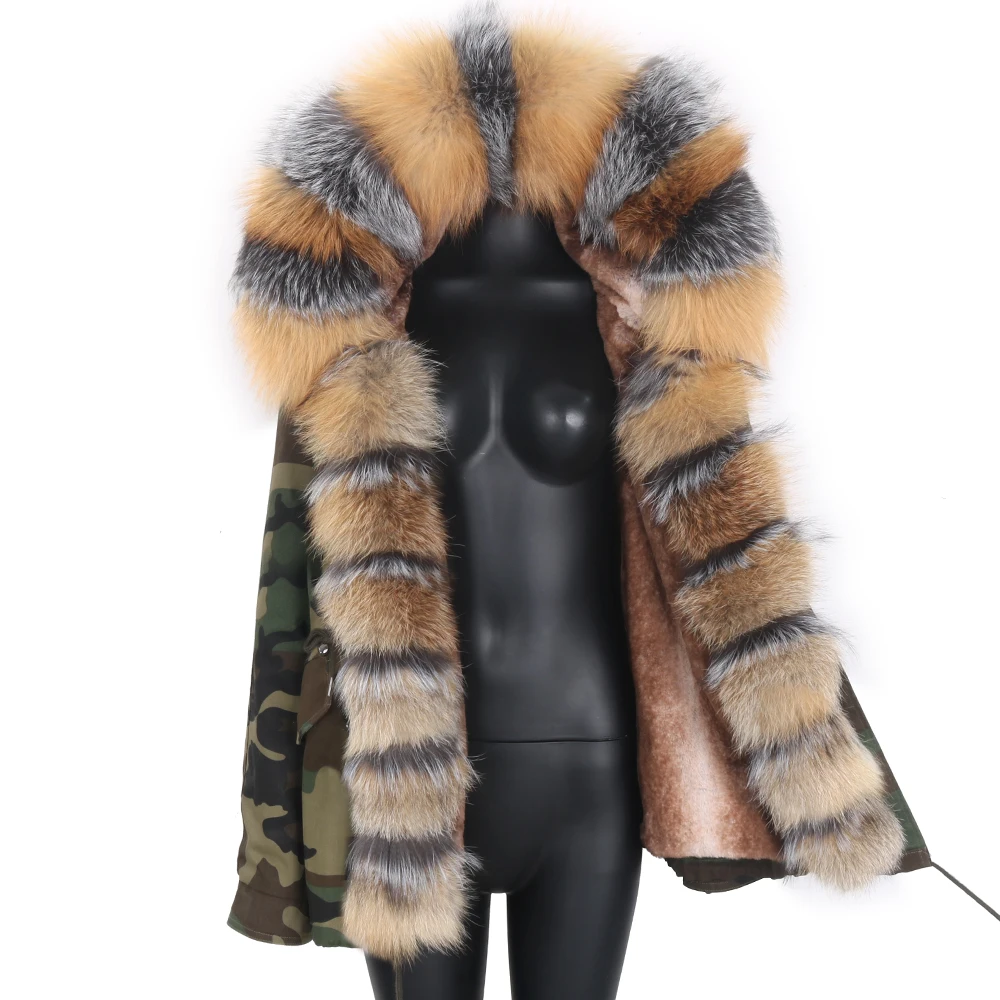 

2022 Winter Jacket Women Natural Real Fox Raccoon Fur Hooded Real Fur Coat Short Parkas