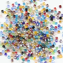 YHBZRET Square shape Upscale Austrian crystal beads spacer 4mm 100pcs Transparent Loose beads for Jewelry making bracelet DIY