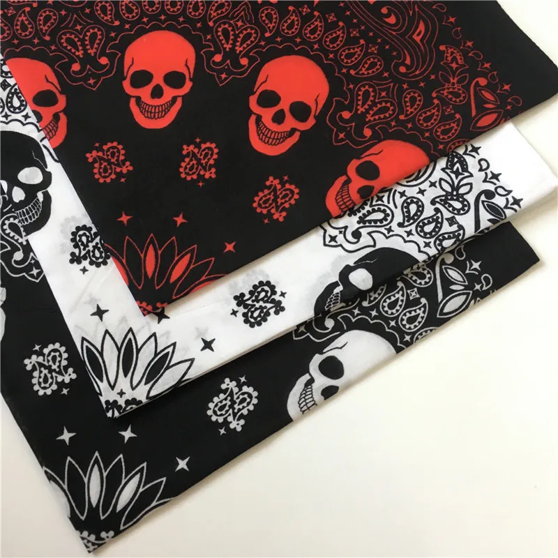 More Colorfull Printed Skull Paisley Geometric Cotton Bandanas Women Headband Square Scarf Neckerchief Headwear Hairband