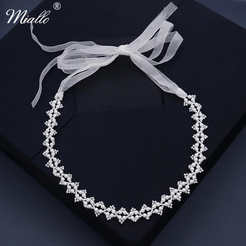 Miallo Fashion Handmade Pearl Headband for Women Hair Accessories Wedding Bridal Hair Jewelry Trendy Prom Bride Headpiece Gifts