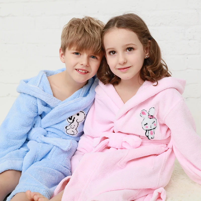 Winter Children Bathrobes Kids Sleepwear Towel Fleece Robes Cloth Unicorn Hooded Bath Robe For Boys Girls Pajamas Nightgown