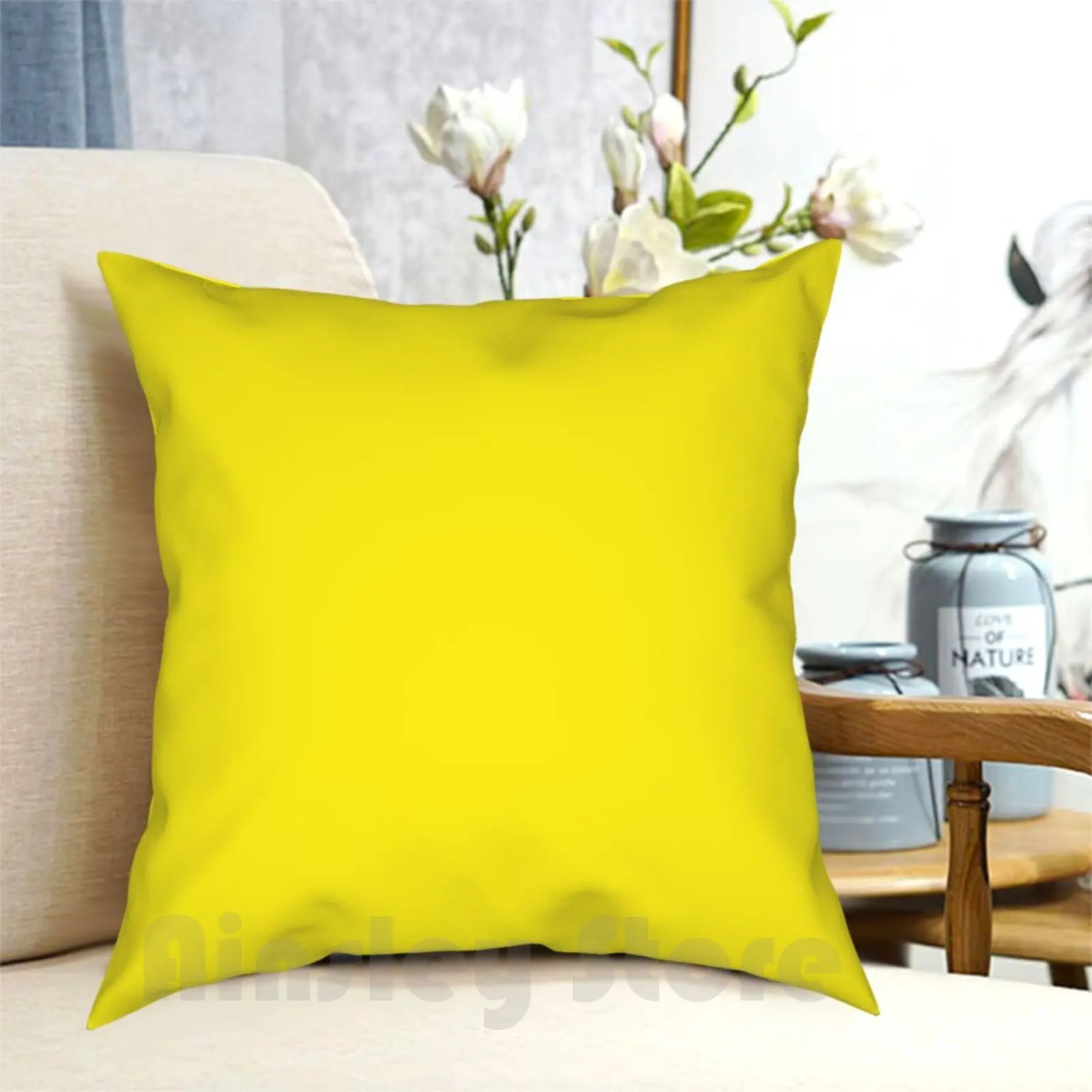 Plain Solid Yellow-Yellow Process-By Ozcushions Pillow Case Printed Home Soft Throw Pillow Yellow Process Yellow