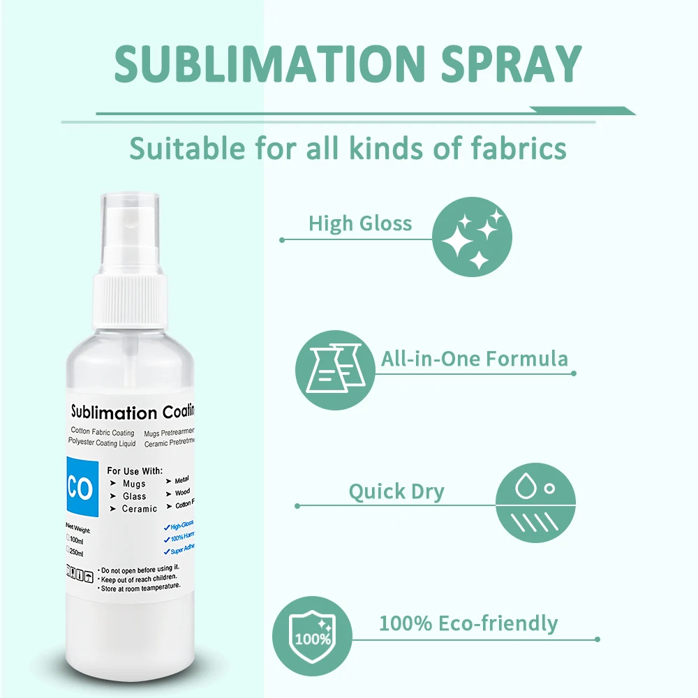 2PK 100Ml Katoen Sublimatie Coating Vloeibare Sublimatie Coating Spray Voor Mokken Sublimatie Inkt Voorbehandeling Spray Heat Transfer