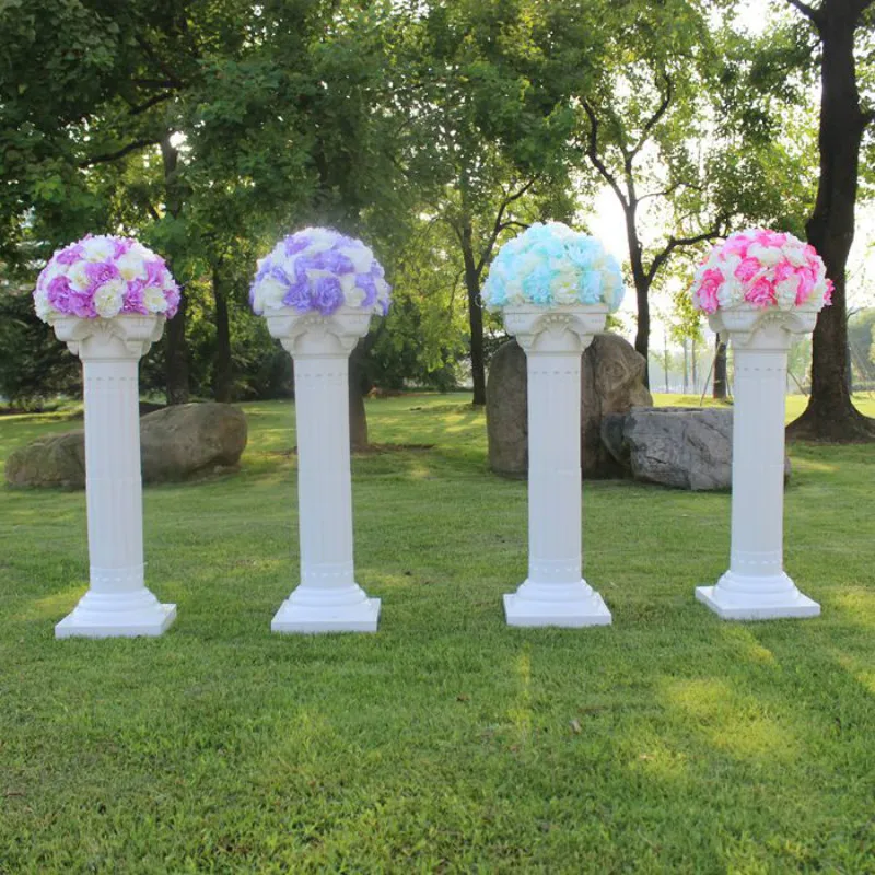 

European Style Wedding Props Decorative Roman Columns White Plastic Pillars Flower Pot Road Lead Stand Party Event 2pcs/lot