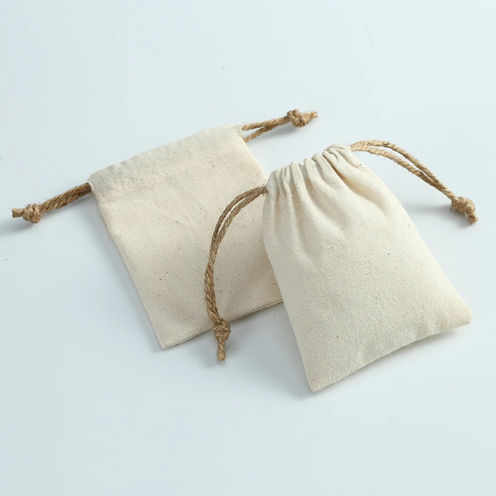 10 Stück Baumwoll-Musselin-Schmuck-Geschenkbeutel, Sackleinen-Verpackungsbeutel, Organizer, Hochzeit, Weihnachten, Party, Süßigkeiten, Geschenk, Mariage, Jutesack – Detail 8