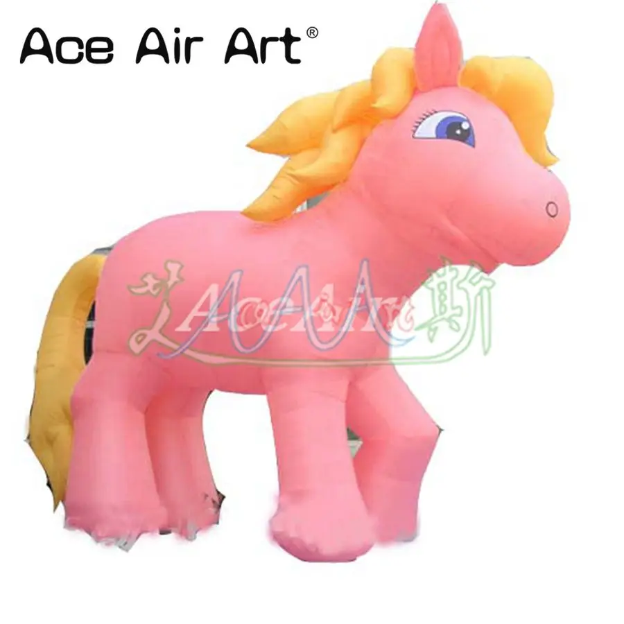 

Customized cute pink Inflatable horse inflatable cartoon model with free air blower for advertising or party