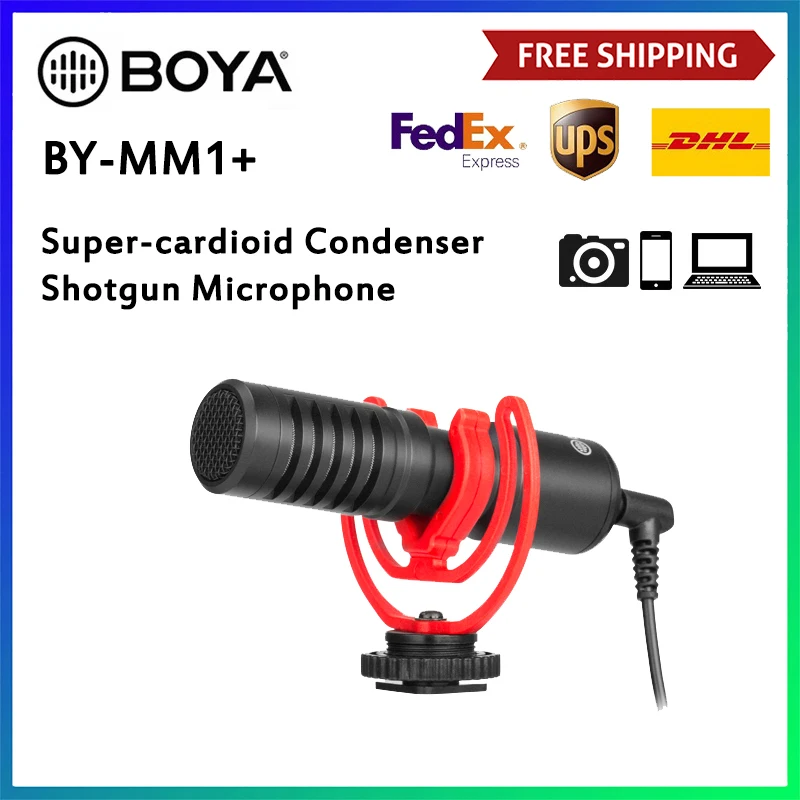 

Boya BY-MM1 + Video Record Microfoon Voor Dslr Camera Smartphones Iphone Android Canon Nikon Osmo Pocket Youtube Vlogging Mic