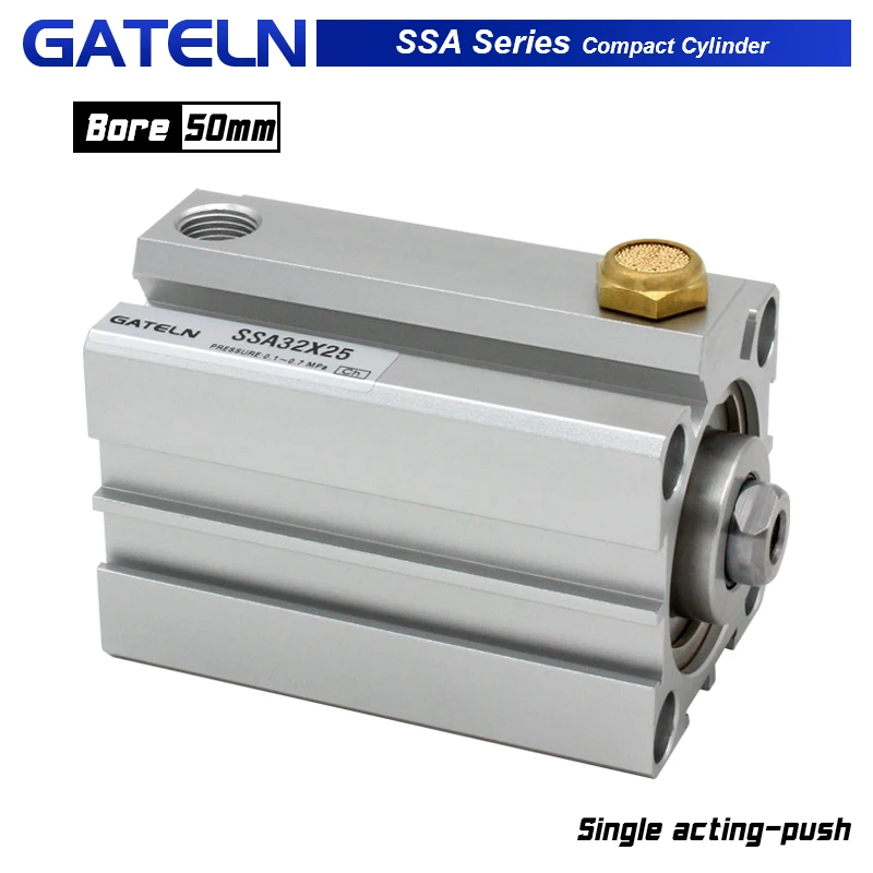 

SSA50 Series single acting-push type Compact cylinder bore 50 stroke 5~50mm SSA50X20-S-B SSA50X40-B SSA50X25