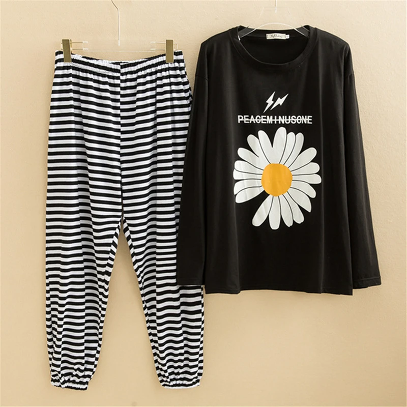 

6xl Pajamas Autumn Cotton Ladies Home Service High Quality Fat Cartoon Fat Mm Korean Loose Daisy Bathrobe Sexy Nightwear