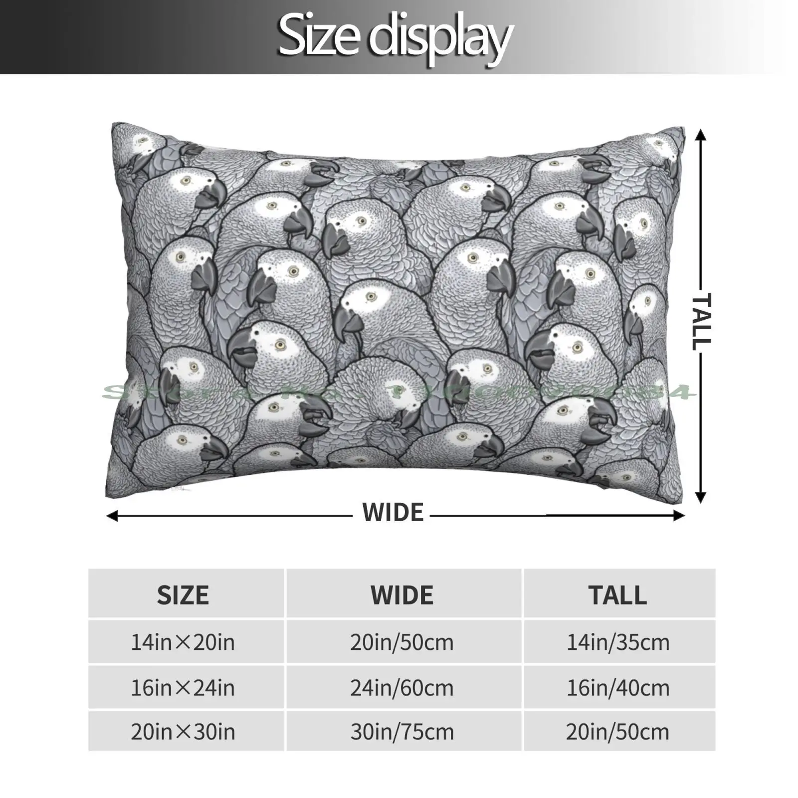 African Grey Parrots Pillow Case 20x30 50*75 Sofa Bedroom African Grey Parrot Parrots Pet Birds Bird Owner Congo Grey Parrot