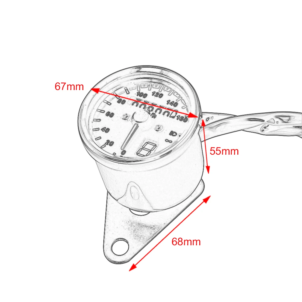 Universal 12V Motorcycle Speedometer Odometer LED Digital Indicator Dual Speed Meter Dash Board Instruments Gear for Cafe Racer