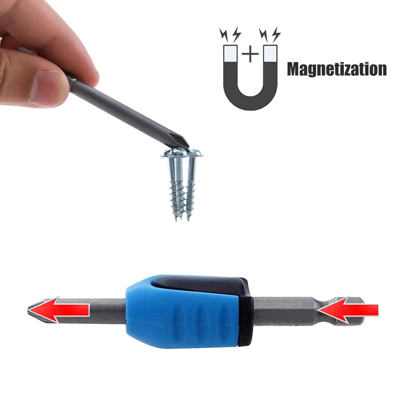Screwdriver Bit Magnetic Ring 1/4'' Shank Screw Driver Plastic 2 in 1 Strong Magnetizer Demagnetizer for Electric Screw Bit
